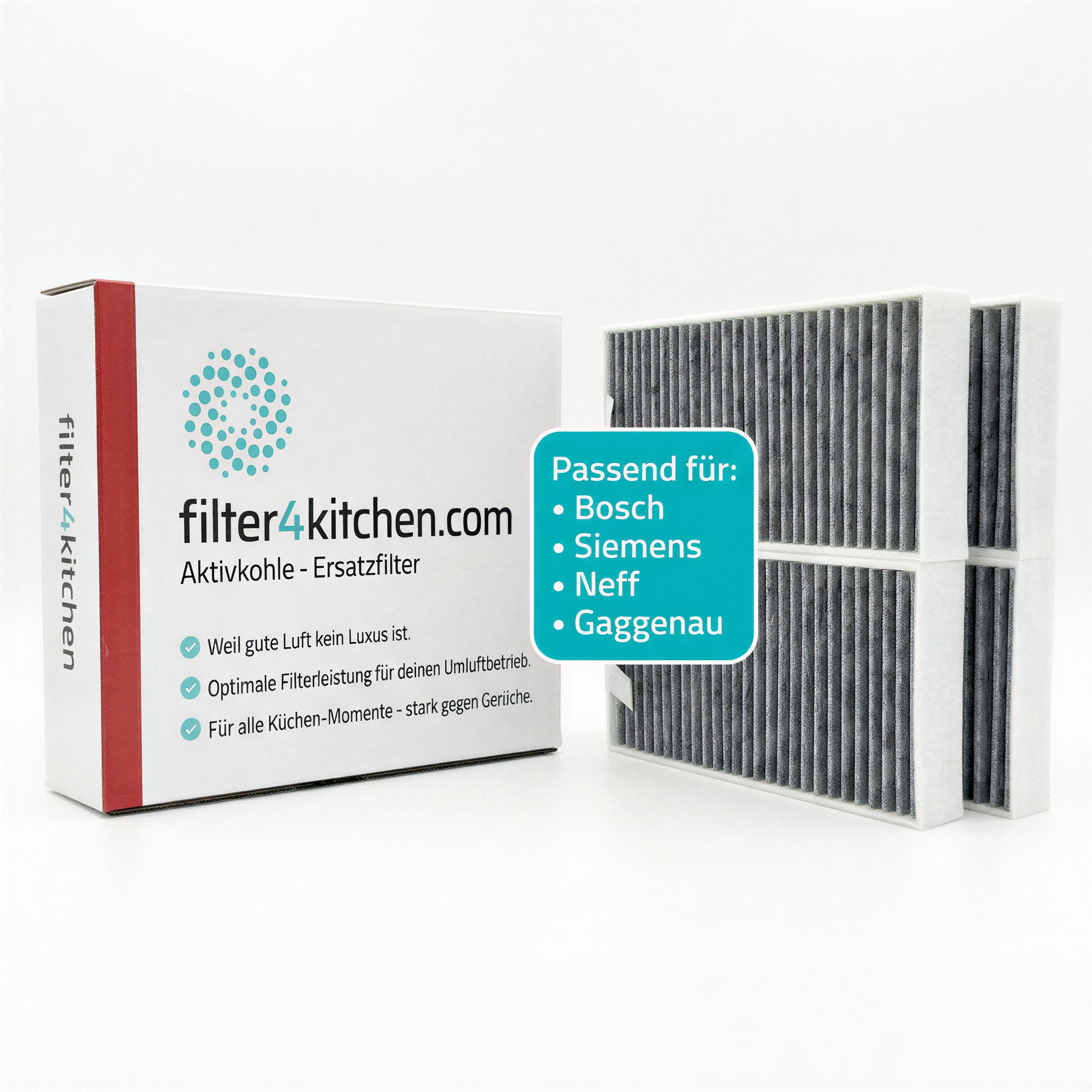 Filter4Kitchen 4er Set Aktivkohlefilter passend für Bosch HEZ9VRUD0 & Siemens HZ9VRCR0 – Premium Ersatzfilter (BS-KF-001)